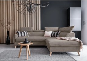 Divano letto angolare in velluto marrone chiaro (angolo destro) Sweet Harmony - Miuform