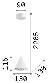 Sospensione Industrial A-Line Metallo Bianco 1 Luce Gu10 7W 3000K Luce Calda