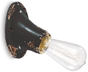 Applique Vintage Senza Diffusore Ceramica Nero 1 Luce E27