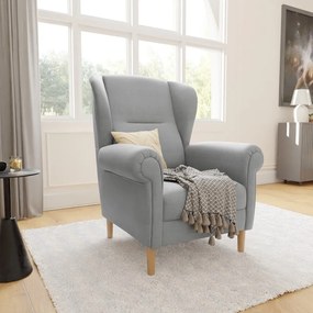 Poltrona con braccioli grigio chiaro Swan – Ropez