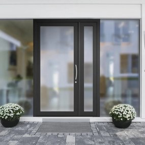 Portoncino d'ingresso Condo8 con vetro L 90 x H 210 cm in PVC nero, apertura spingere a sinistra
