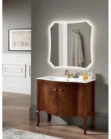 Mobile bagno classico MARTINA 90 cm - Noce - 2 ante - Lavabo