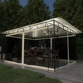 Gazebo Con Zanzariera E Luci Led 4x3x2,73 M Crema /