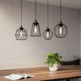 TK Lighting Lampada a sospensione Galaxy con quattro paralumi a gabbia