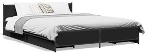 Giroletto Con Cassetti Nero 140x200 Cm İn Legno Multistrato /