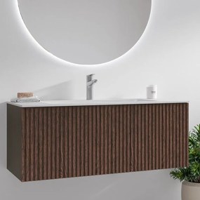 Kamalu - mobile bagno sospeso 100cm effetto cannettato con lavabo incasso kds-100l