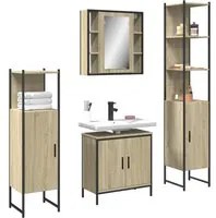 Set Mobili da Bagno 4 pz Rovere Sonoma in Legno Multistrato 3214771