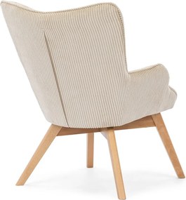 Poltrona beige con rivestimento in velluto a coste Niko – Ropez