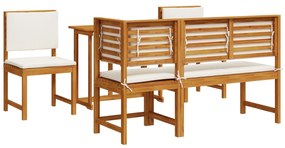 Set da pranzo da giardino in legno massello di acacia 5 pezzi