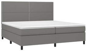 Letto a Molle Materasso e LED Grigio Scuro 200x200cm in Tessuto