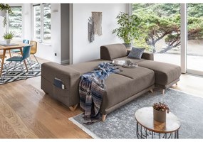 Divano angolare marrone allungabile e con contenitore Classy Sophie – Miuform