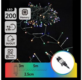 Aigostar - Catena LED natalizia da esterno 200xLED/8 funzioni 8m IP44 multicolore