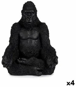 Statua Decorativa Gorilla Yoga Nero 19 x 26,5 x 22 cm (4 Unità)
