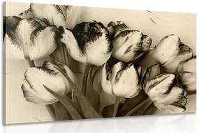 Stampa su tela – Tulipani primaverili in versione seppia