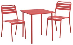Set tavolo e sedie Cafe in acciaio per 2 persone,  rosso