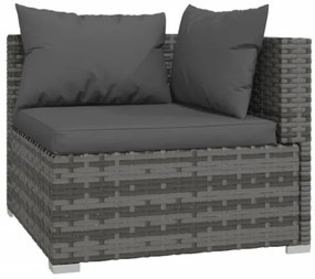 Set Divani da Giardino 6 pz con Cuscini in Polyrattan Grigio