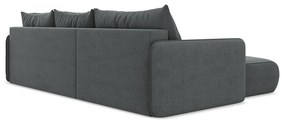 Divano angolare grigio allungabile/con contenitore (con penisola a sinistra) Nanea – Makamii