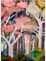 Arte International Carta da parati panoramica Banyan - Red Blossom