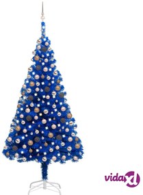 vidaXL Albero di Natale Preilluminato con Palline Blu 210 cm PVC