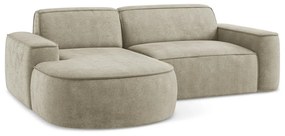 Divano angolare beige (con penisola a sinistra/con chaise lounge) con rivestimento in ciniglia Omao – Makamii