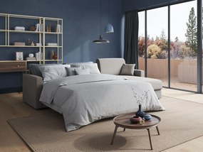 Chris Divano letto angolare con penisola in microfibra smacchiabile T11 grigio chiaro