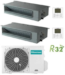Climatizzatore Condizionatore Hisense Canalizzabile R32 Dual Split Inverter 9000 + 12000 BTU con U.E. 2AMW42U4RGC Classe A++/A+