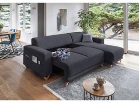 Divano angolare color antracite allungabile e con contenitore Classy Sophie – Miuform
