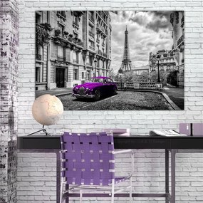 Quadro Car in Paris (1 Part) Violet Wide
