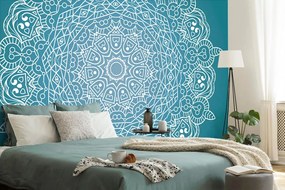 Carta da parati – Mandala meditativa su sfondo blu