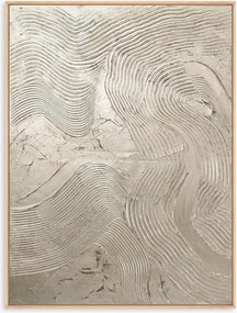 Quadro su tela incorniciato dipinto a mano Metallic Silver