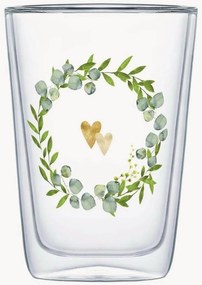 Bicchiere latte macchiato in vetro borosilicato Two Hearts