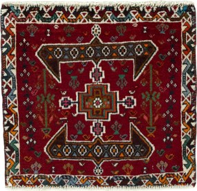 Shiraz Tappeto 60 x 50 Rosso (Iran) Annodato A Mano