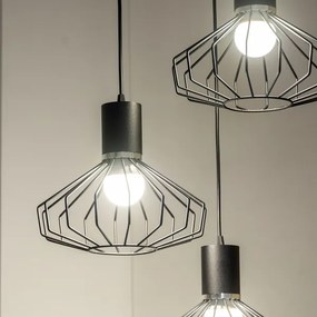 Lampadario a sospensione con cavo SOLANO 3xE27/15W/230V nero/cromo lucido