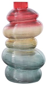 Vaso arredo vetro 29,5 cm blu, giallo e rosso