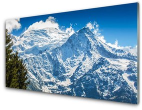 Quadro acrilico Paesaggio dell'albero di montagna 100x50 cm
