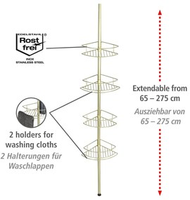 Mensola telescopica angolare per bagno in acciaio inox in oro Dolcedo - Wenko