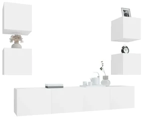 Set di mobili porta tv 6 pz bianco in legno multistrato