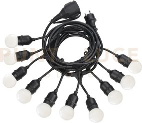 Fiesta catena luminosa ip44 10 luci attacco e27 cavo nero 60,5cm