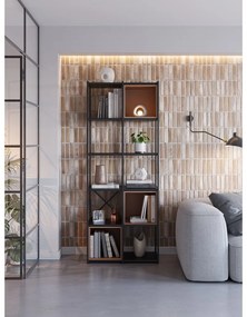 Libreria in nero e mattone 71x179 cm Anya - Marckeric