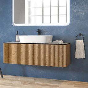 Mobile bagno sospeso 120cm rovere effetto cannettato KDS-120P - KAMALU