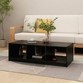 Tavolino Da Salotto Nero 110x50x34 Cm Legno Massello Di Pino /