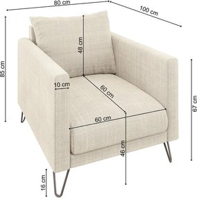 Poltrona color crema con rivestimento in ciniglia Freya – Ropez