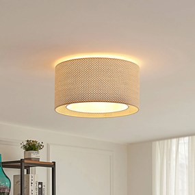 Plafoniera soffitto Soula Lindby, dimmerabile, Crema / Ambra, Soggiorno / Sala da pranzo, Plastica, Campagna / Rustiche, Plafoniera