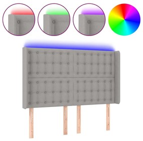 Testiera a led grigio chiaro 147x16x118/128 cm in tessuto