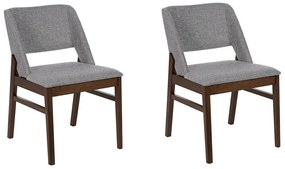 Set di 2 sedie da pranzo tessuto grigio chiaro e legno scuro BELLA Beliani