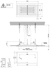 Soffione doccia Multifunzione 30x50 a soffitto Funzione Pioggia Cascata Misto nebulizzazione e Cromoterapia Mirror Steel Colour 57831 Gessi