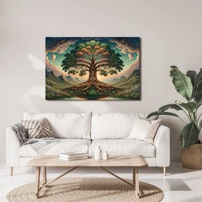 Quadro su tela – Maestoso albero della vita tra le montagne