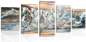 Quadri 5 pezzi – Cavalli formati dall'acqua