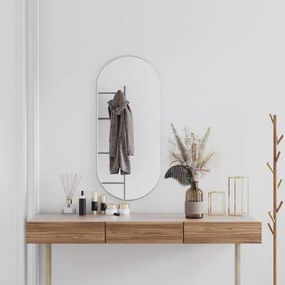 Specchio da Parete Argento 100x45 cm Ovale