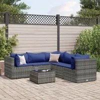 Set Divani da Giardino 6 pz con Cuscini in Polyrattan Grigio 3308135